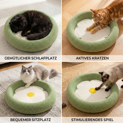 Blumen-Kratzbaum für Katzen – Gemütliche 2-in-1-Kratz-Lounge