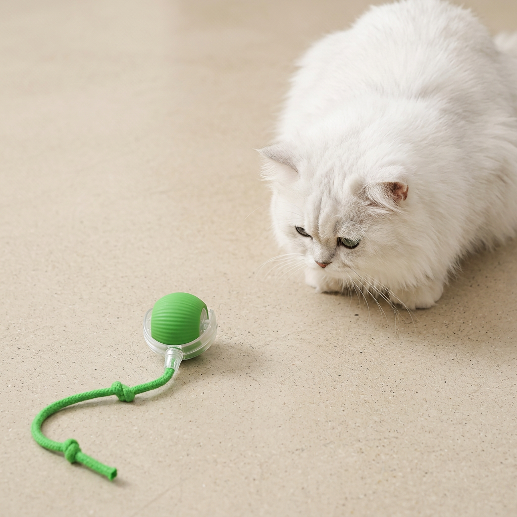 Verbesserter „Smart Rolling Cat Ball“ – strapazierfähiges interaktives Spielzeug mit Netzschwanz
