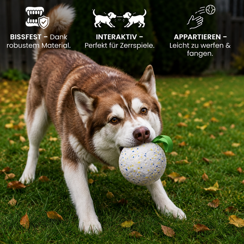 Unzerstörbarer Quietschball für Hunde – bissfestes, interaktives Zieh- und Apportierspielzeug
