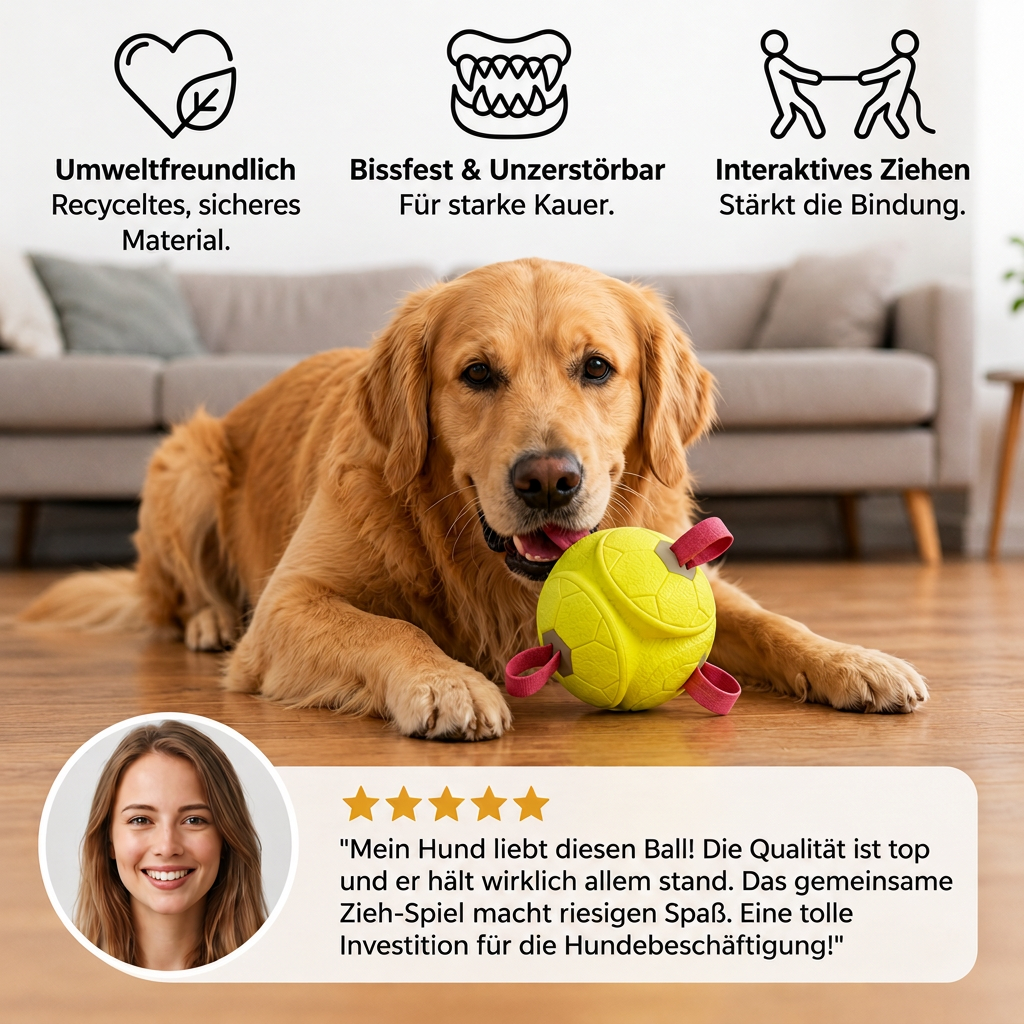 Umweltfreundlicher, unzerstörbarer Hundeball – bissfestes, interaktives Zieh- und Apportierspielzeug
