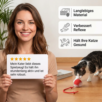 Verbesserter „Smart Rolling Cat Ball“ – strapazierfähiges interaktives Spielzeug mit Netzschwanz