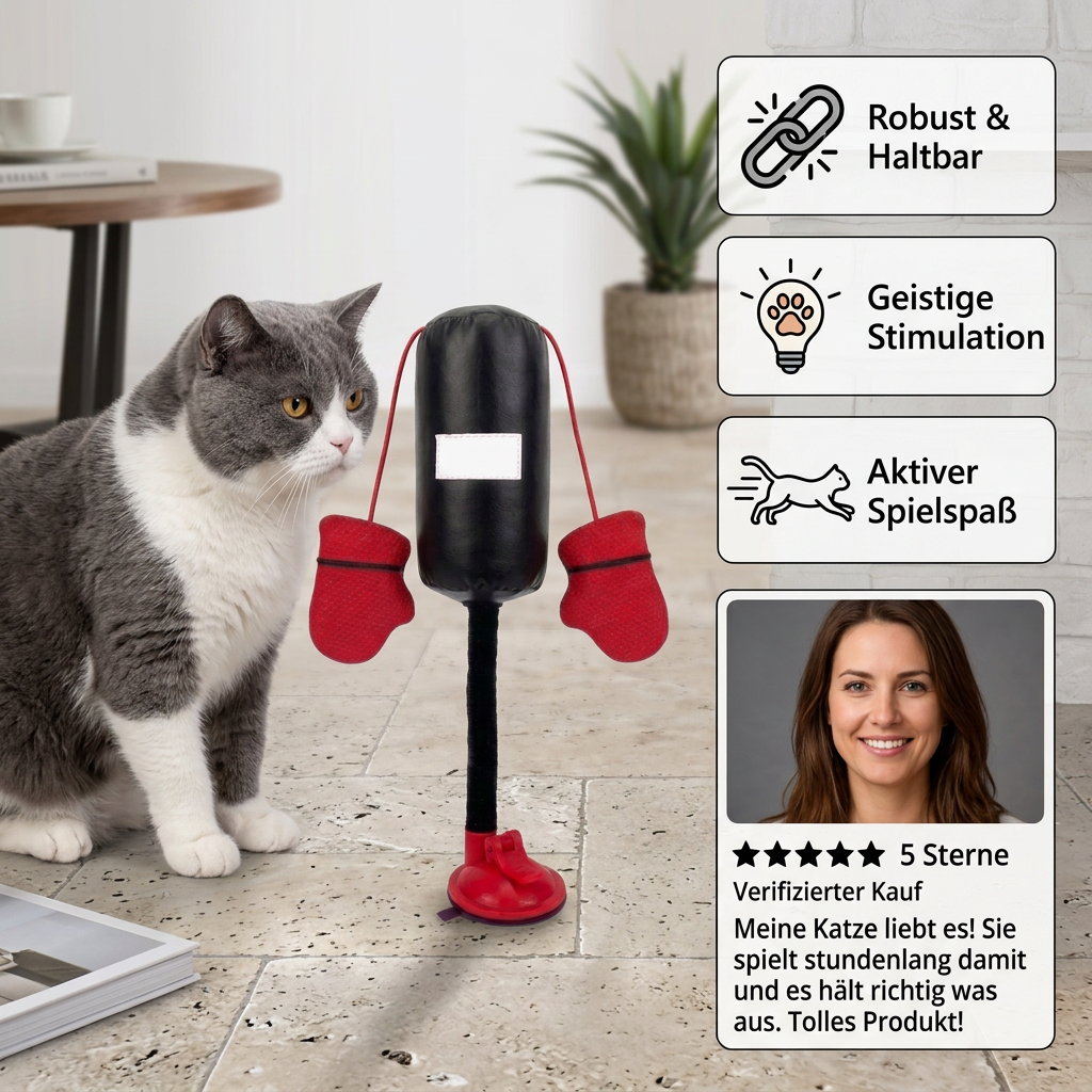 Robustes interaktives Katzen-Boxspielzeug mit Boxsack