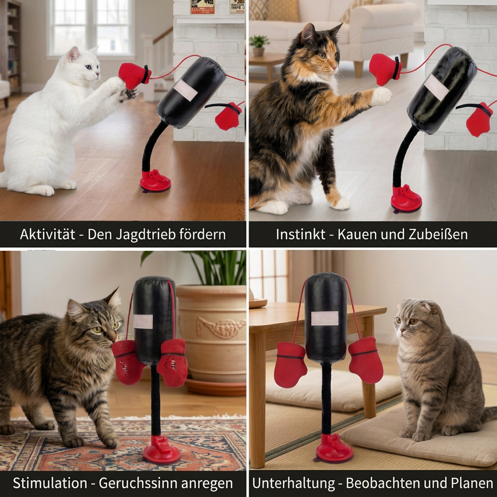 Robustes interaktives Katzen-Boxspielzeug mit Boxsack