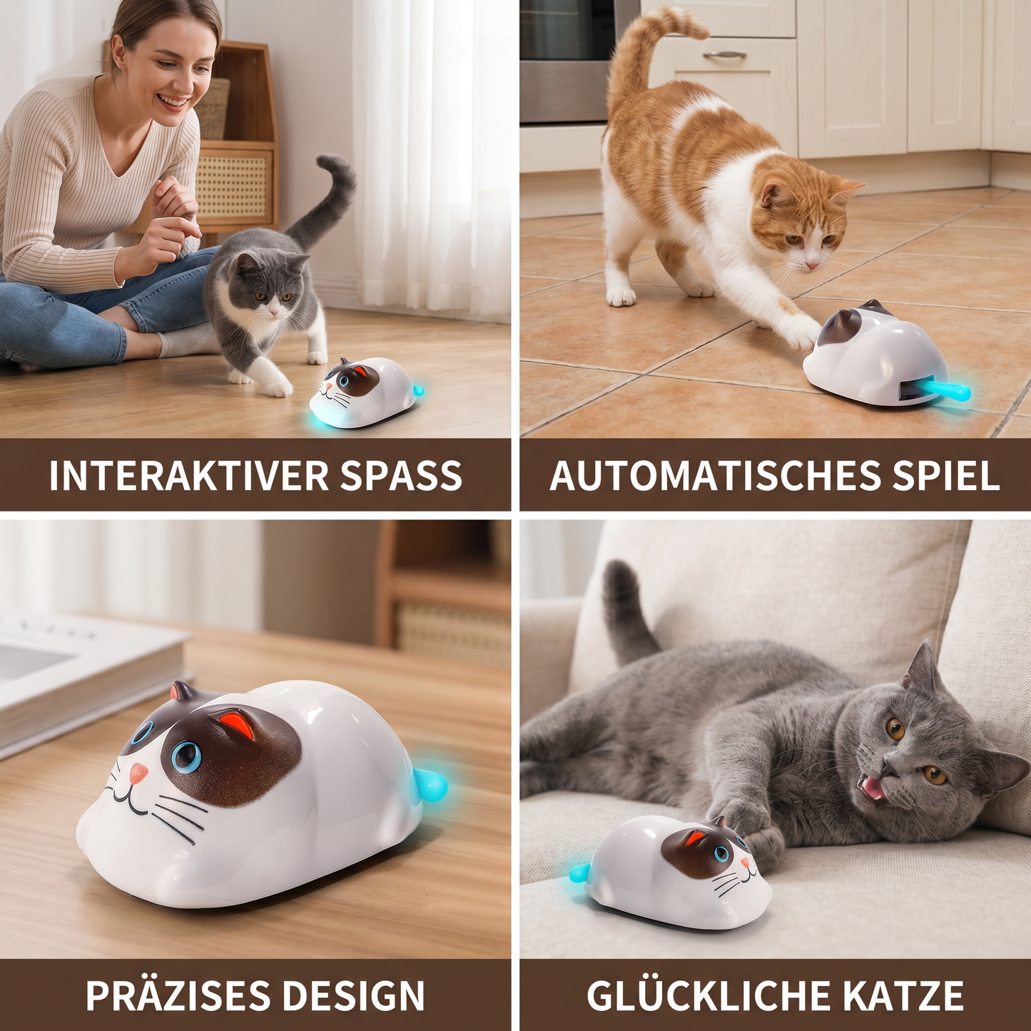 Berührungsgesteuertes intelligentes Katzenspielzeug in Roboterform