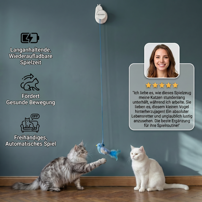 Automatisches fliegendes Vogelspielzeug für Katzen – wiederaufladbares, interaktives Hängespielzeug
