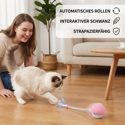 Verbesserter „Smart Rolling Cat Ball“ – strapazierfähiges interaktives Spielzeug mit Netzschwanz
