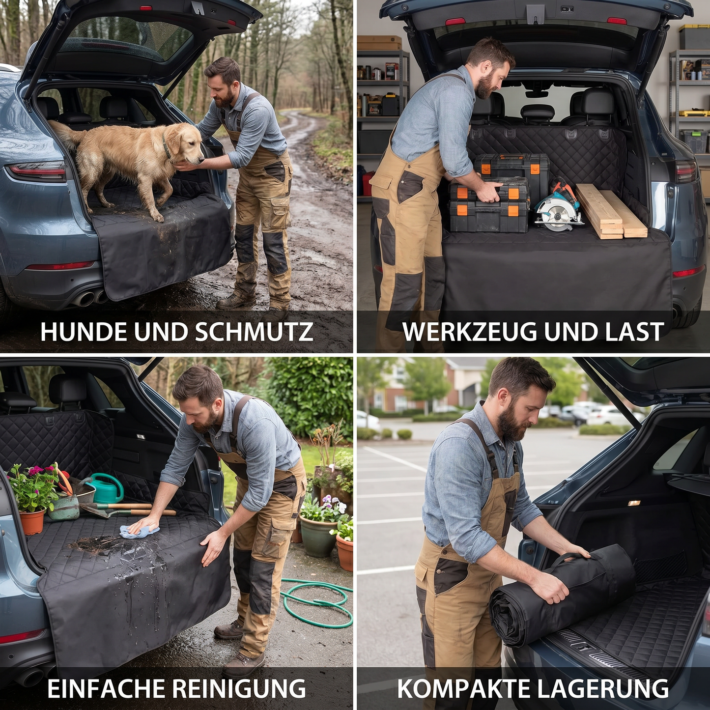 Wasserdichte SUV-Ladeflächenauskleidung für Hunde mit Stoßstangenklappe