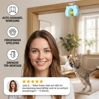 Interaktives Katzen-Spielzeug mit Feder & Auto-Schaukel – Elektrisches Tür-Hängespiel für Katzen