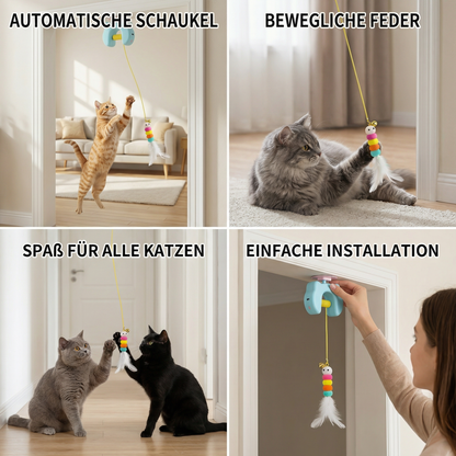 Interaktives Katzen-Spielzeug mit Feder & Auto-Schaukel – Elektrisches Tür-Hängespiel für Katzen