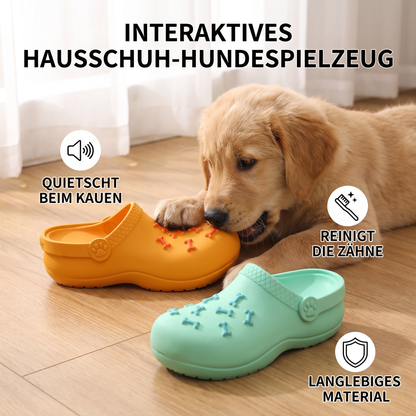 Interaktives Hausschuh-Hundekauspielzeug mit Quietscher