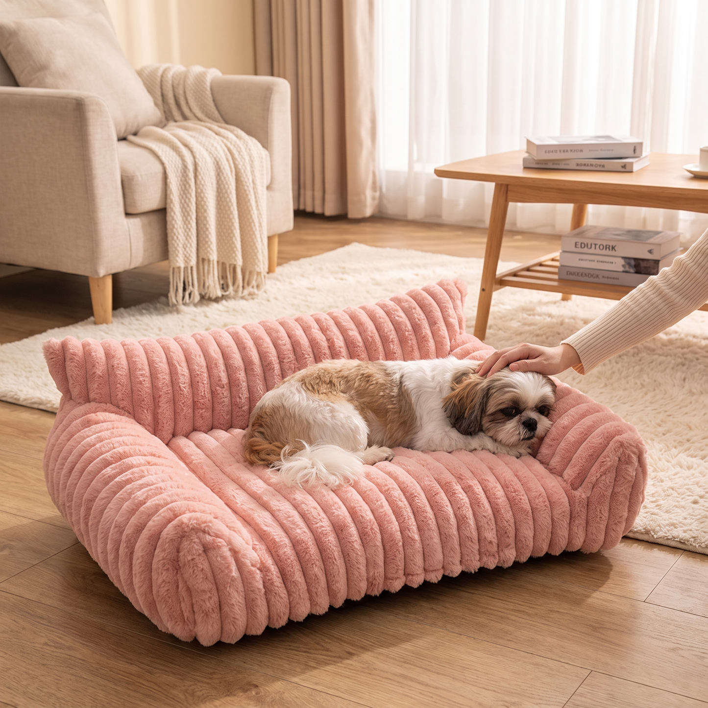 Flauschiges Wolken-Haustiersofa mit weichen Seitenpolstern & waschbarem Bezug