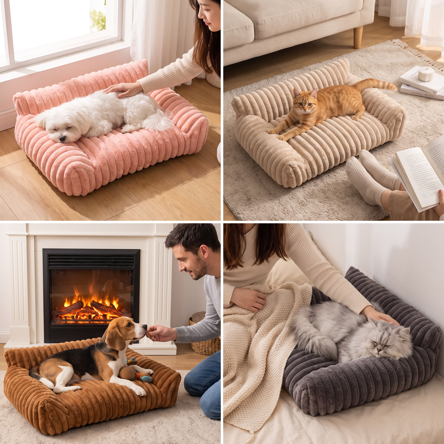 Flauschiges Wolken-Haustiersofa mit weichen Seitenpolstern & waschbarem Bezug