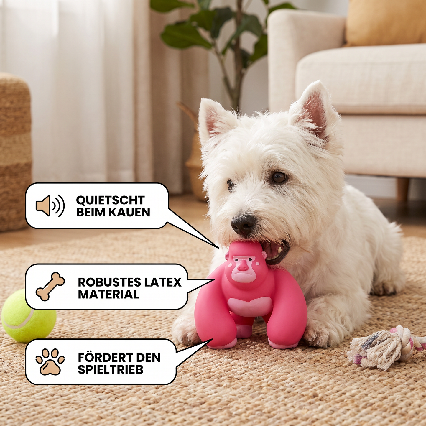 Süßes Latex-Kauspielzeug mit Quietscher für Hunde