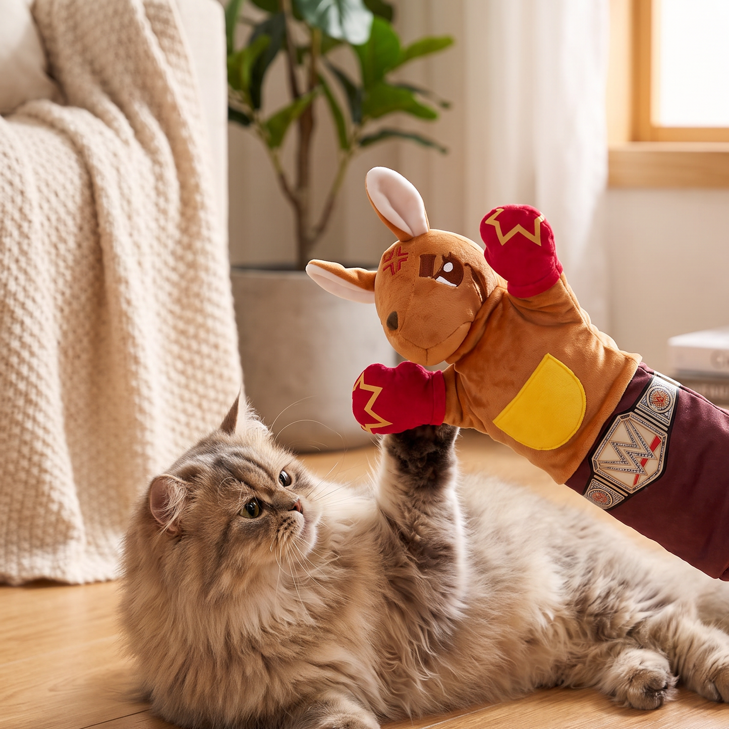 Interaktives Känguru-Box-Handpuppen-Spielzeug für Katzen