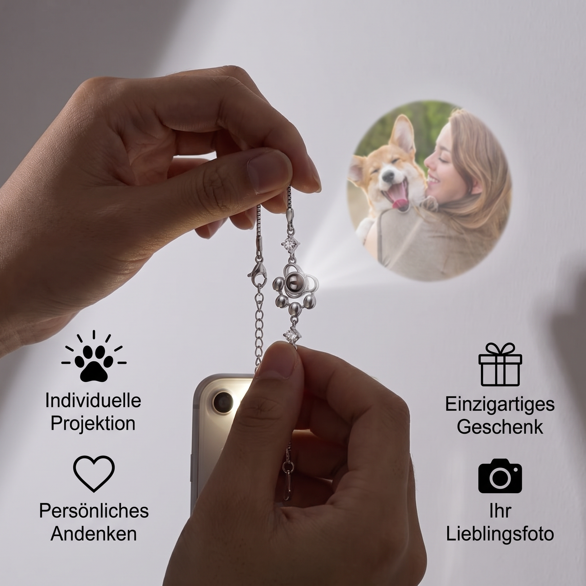 Personalisiertes Pfoten-Foto-Projektions-Andenkenarmband
