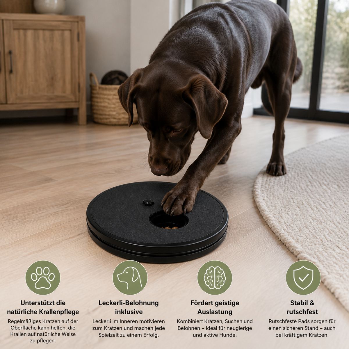 3-in-1 Interaktives Kratzspielzeug für Hunde mit Leckerli-Spender