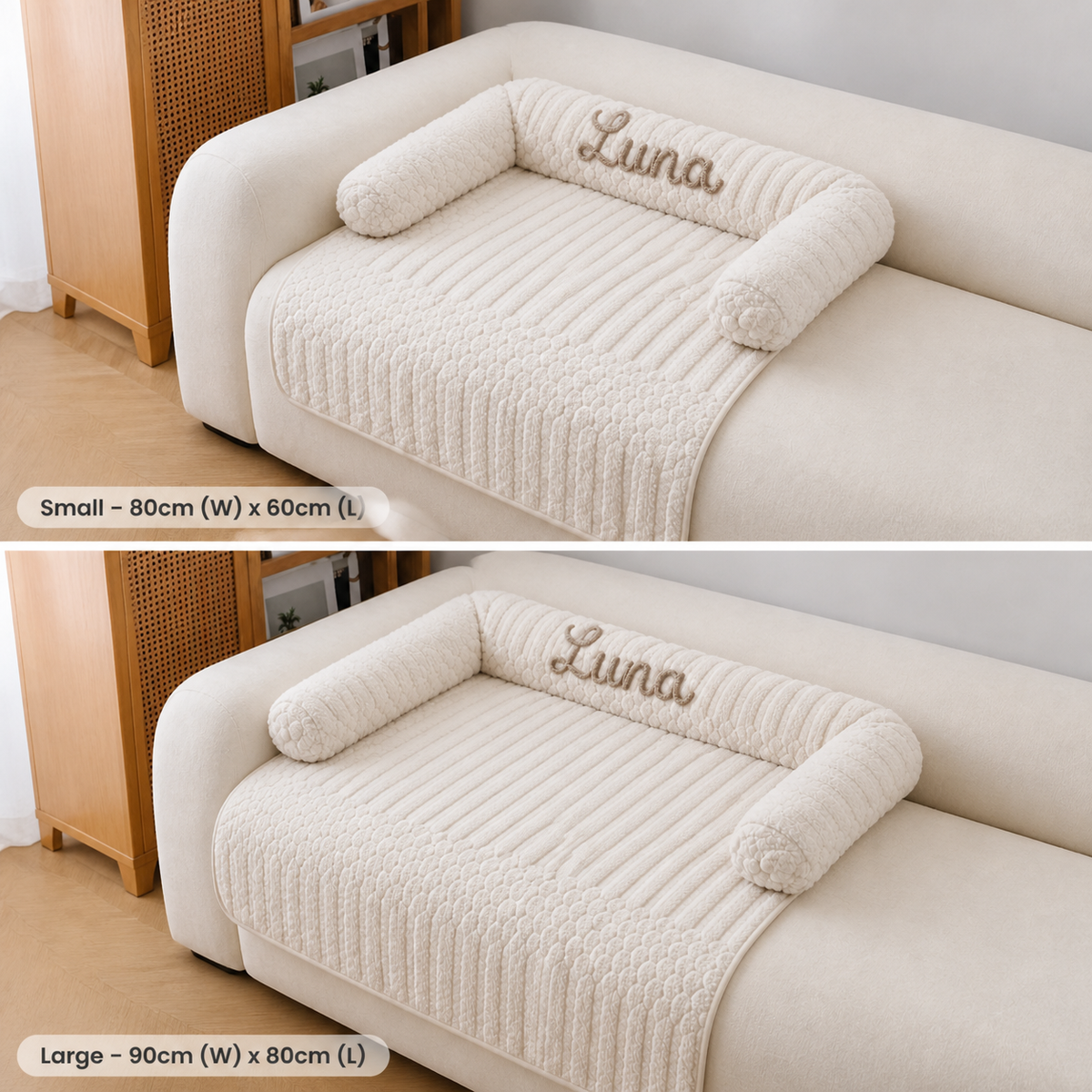 Personalisiertes flauschiges Hundesofa & schützender Sofabezug