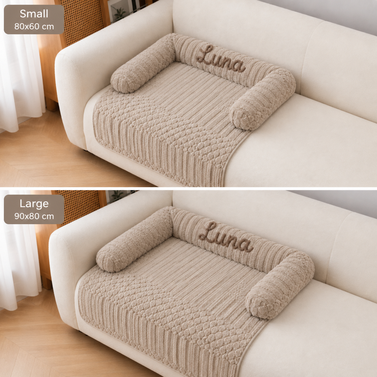 Personalisiertes flauschiges Hundesofa & schützender Sofabezug