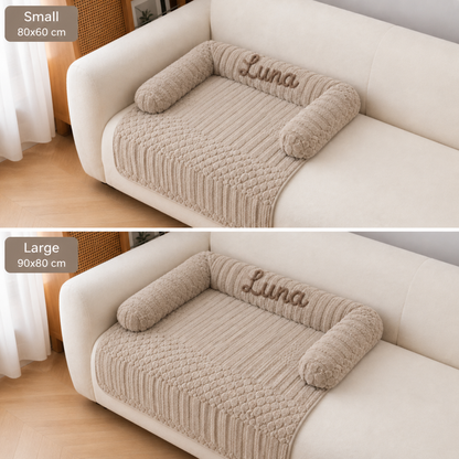 Personalisiertes flauschiges Hundesofa & schützender Sofabezug