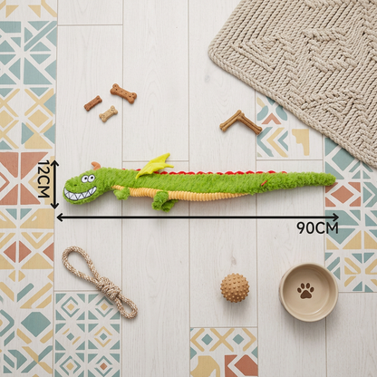 Robustes Plüsch-Drachen-Hundespielzeug – quietschendes Knister-Zerrspielzeug