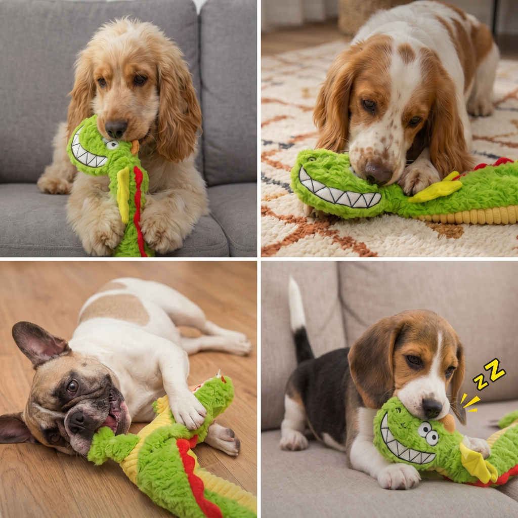 Robustes Plüsch-Drachen-Hundespielzeug – quietschendes Knister-Zerrspielzeug