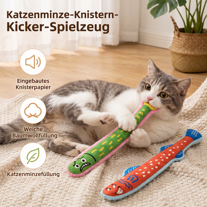Katzenminze-Knistern-Kicker-Spielzeug – Plüsch-Katzenspielzeug zum Treten und Kuscheln