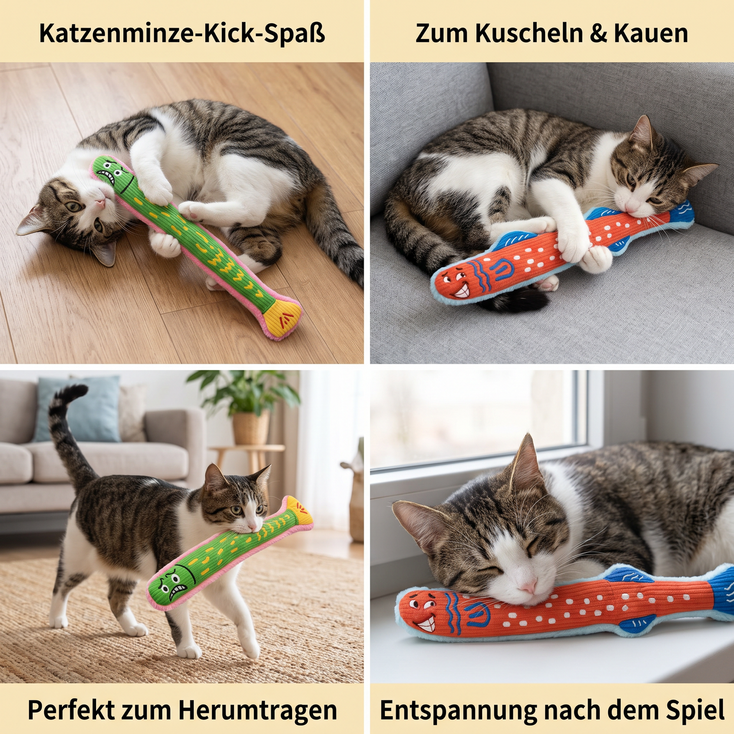 Katzenminze-Knistern-Kicker-Spielzeug – Plüsch-Katzenspielzeug zum Treten und Kuscheln