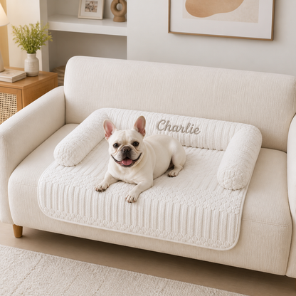 Personalisiertes flauschiges Hundesofa & schützender Sofabezug