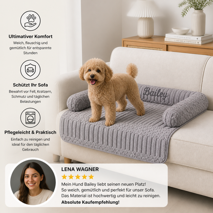Personalisiertes flauschiges Hundesofa & schützender Sofabezug