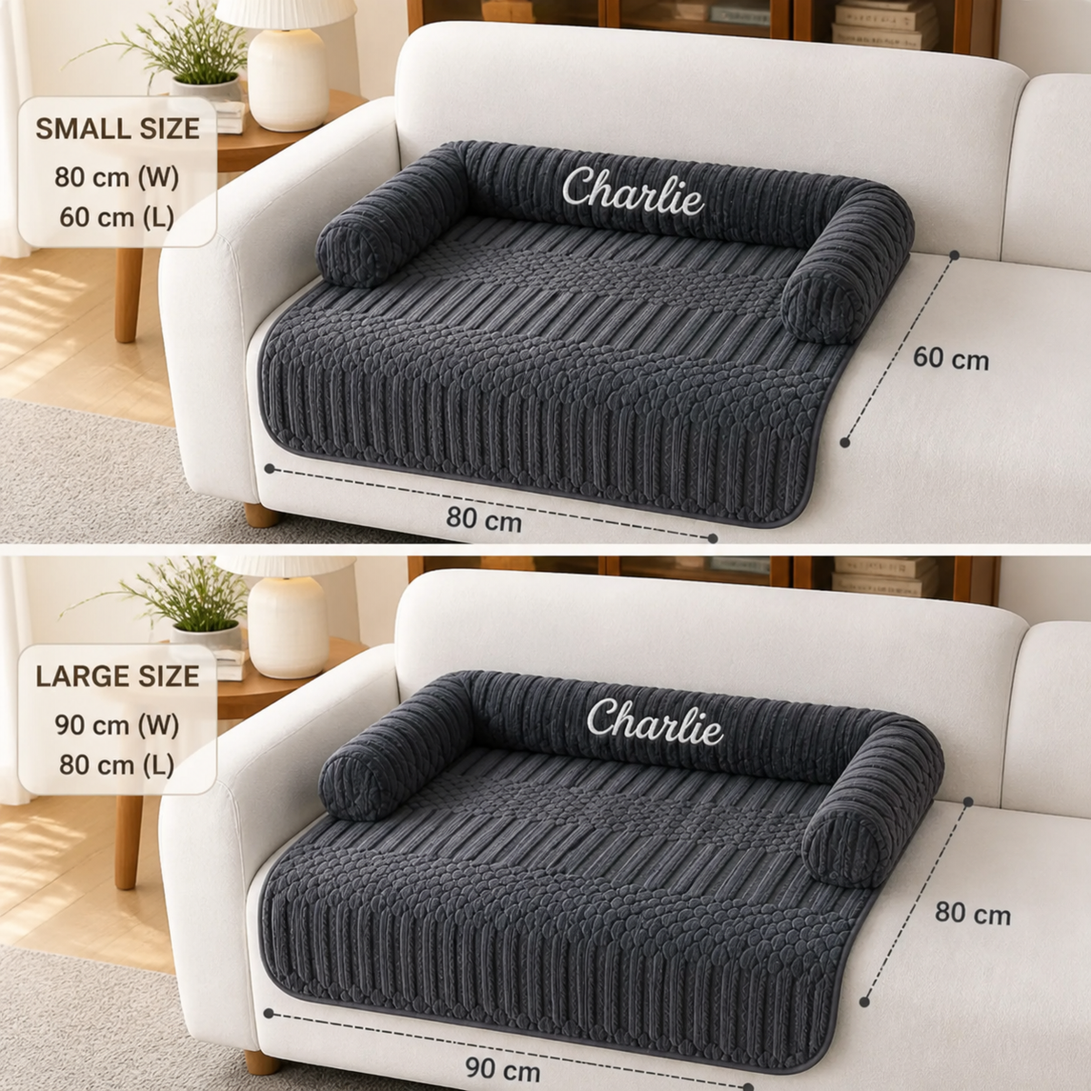 Personalisiertes flauschiges Hundesofa & schützender Sofabezug