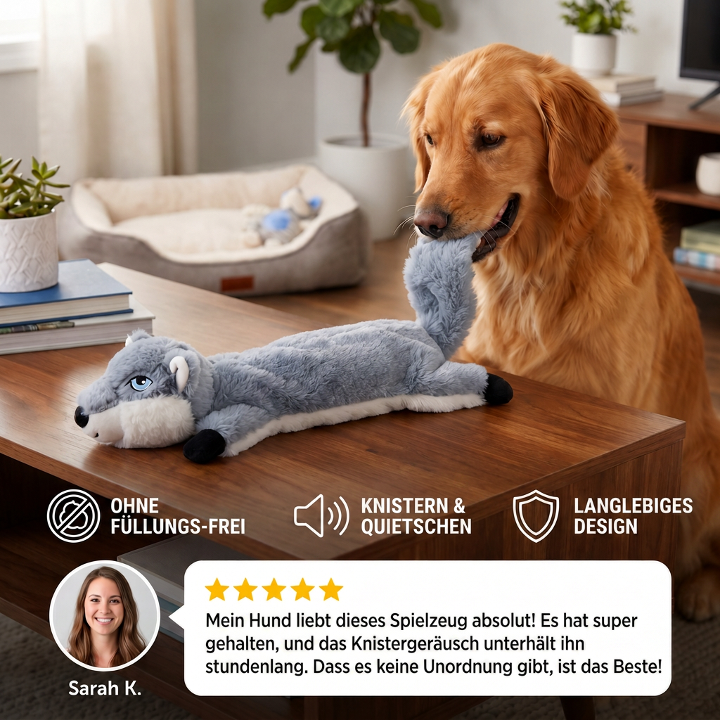 Robustes, füllungsfreies Knister- und Quietsch-Hundespielzeug