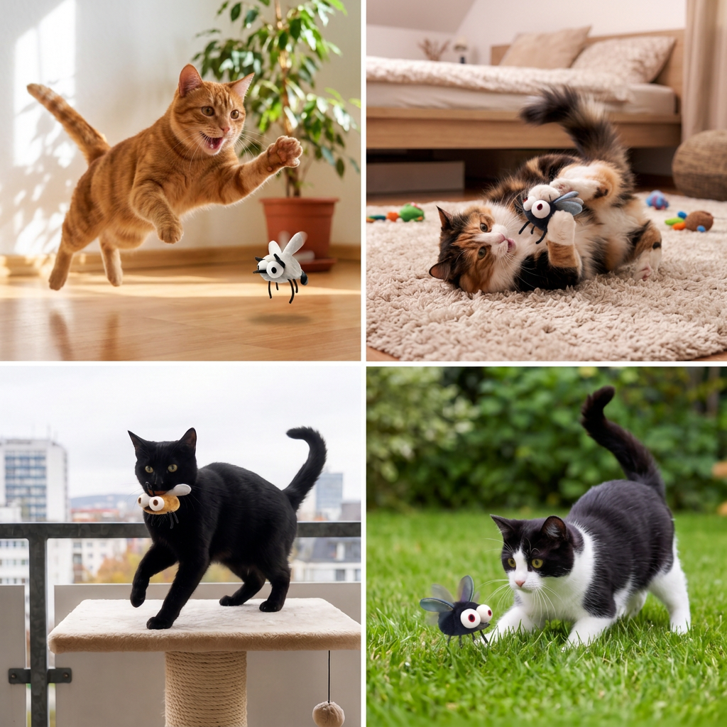 Bewegungsaktiviertes fliegendes Insektenspielzeug für Katzen