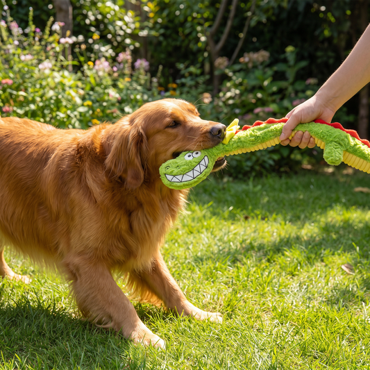 Robustes Plüsch-Drachen-Hundespielzeug – quietschendes Knister-Zerrspielzeug