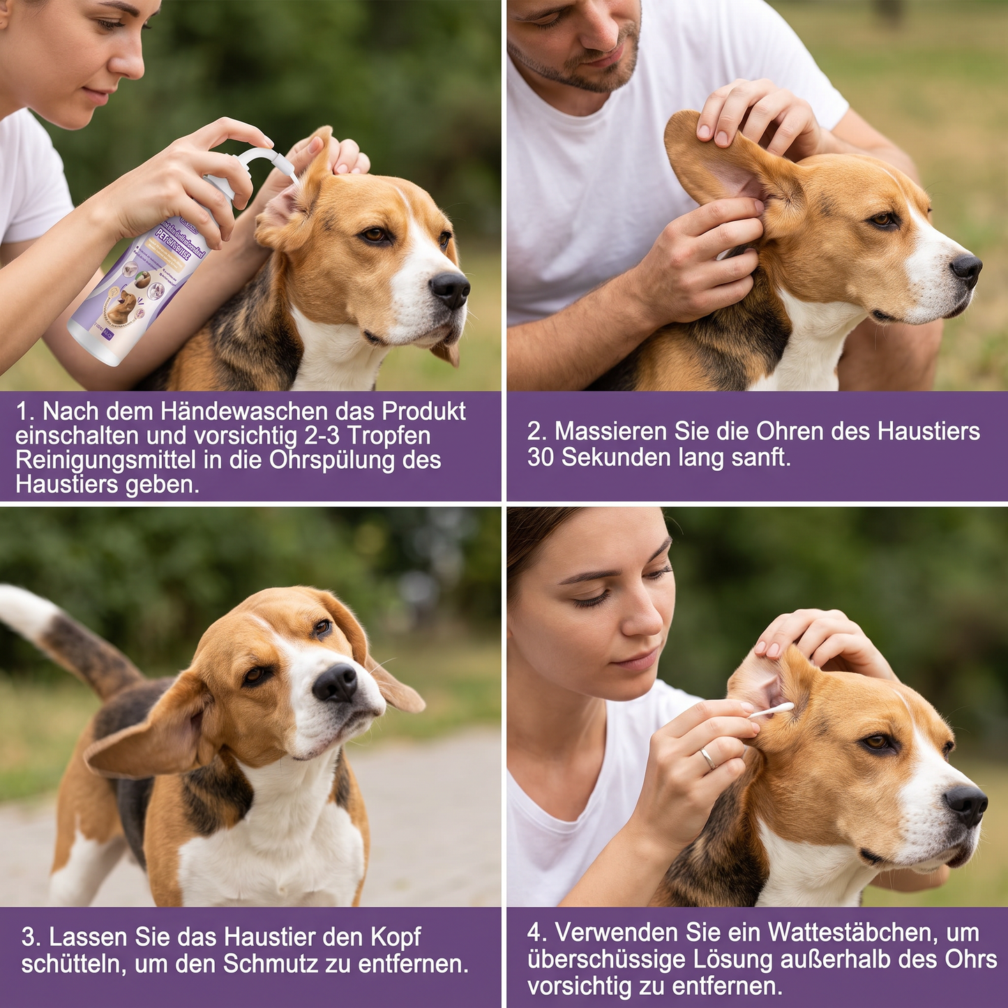 Sanfter Ohrenreiniger für Haustiere – geruchsneutrale Formel für Hunde und Katzen
