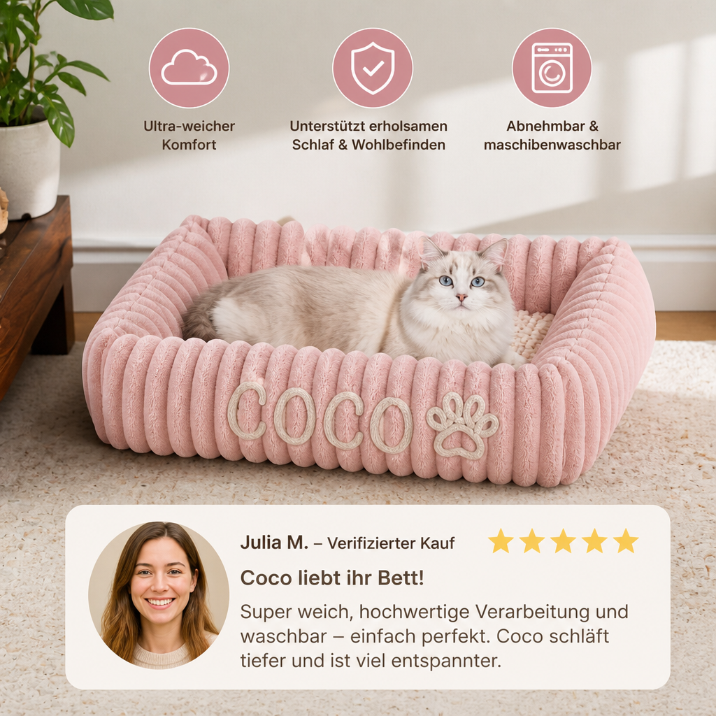 Personalisiertes, flauschiges Wolken-Katzenbett mit weicher Umrandung