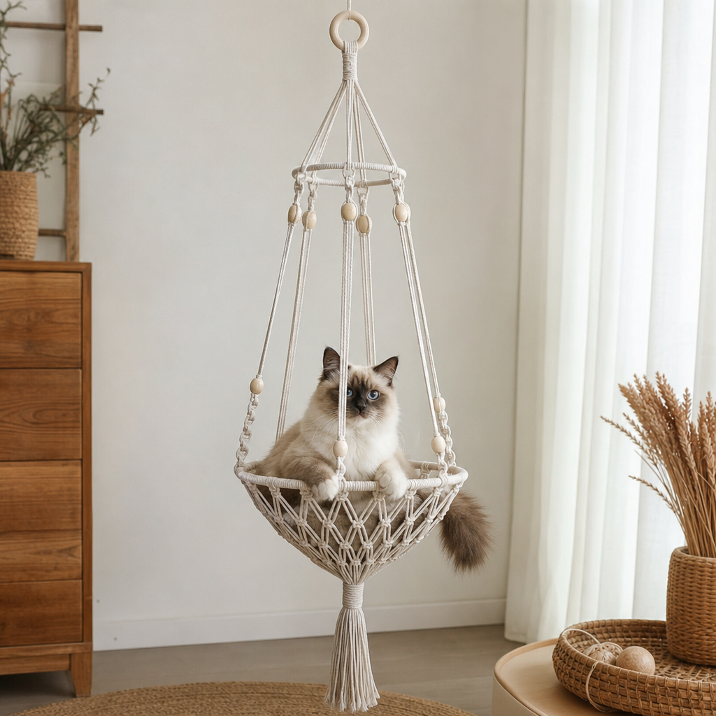 Handgewebtes hängendes Katzenbett