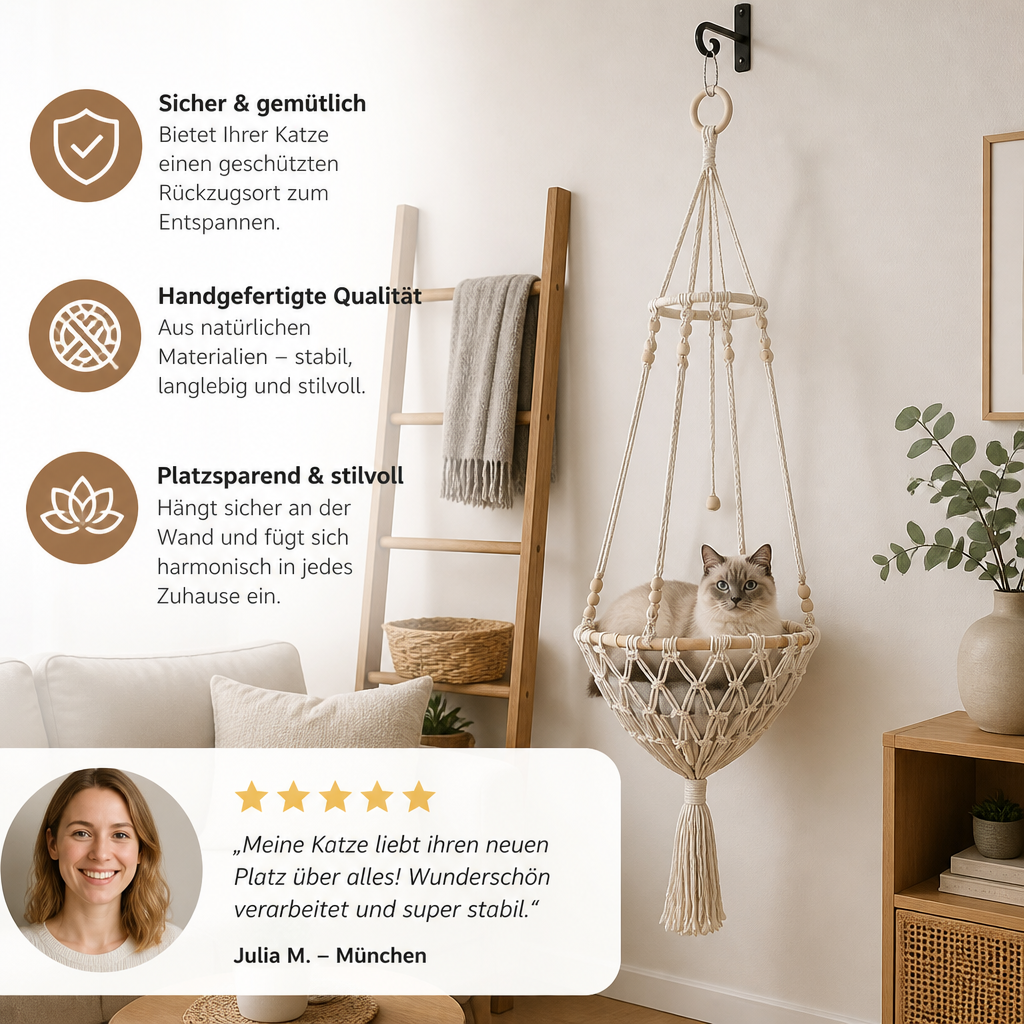 Handgewebtes hängendes Katzenbett