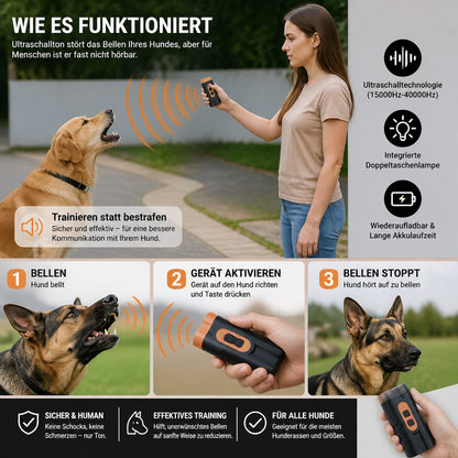 Anti-Bell-Ultraschallgerät für Hunde – Sanfte Trainingshilfe Mobil & Wiederaufladbar