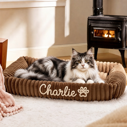 Personalisiertes, flauschiges Wolken-Katzenbett mit weicher Umrandung