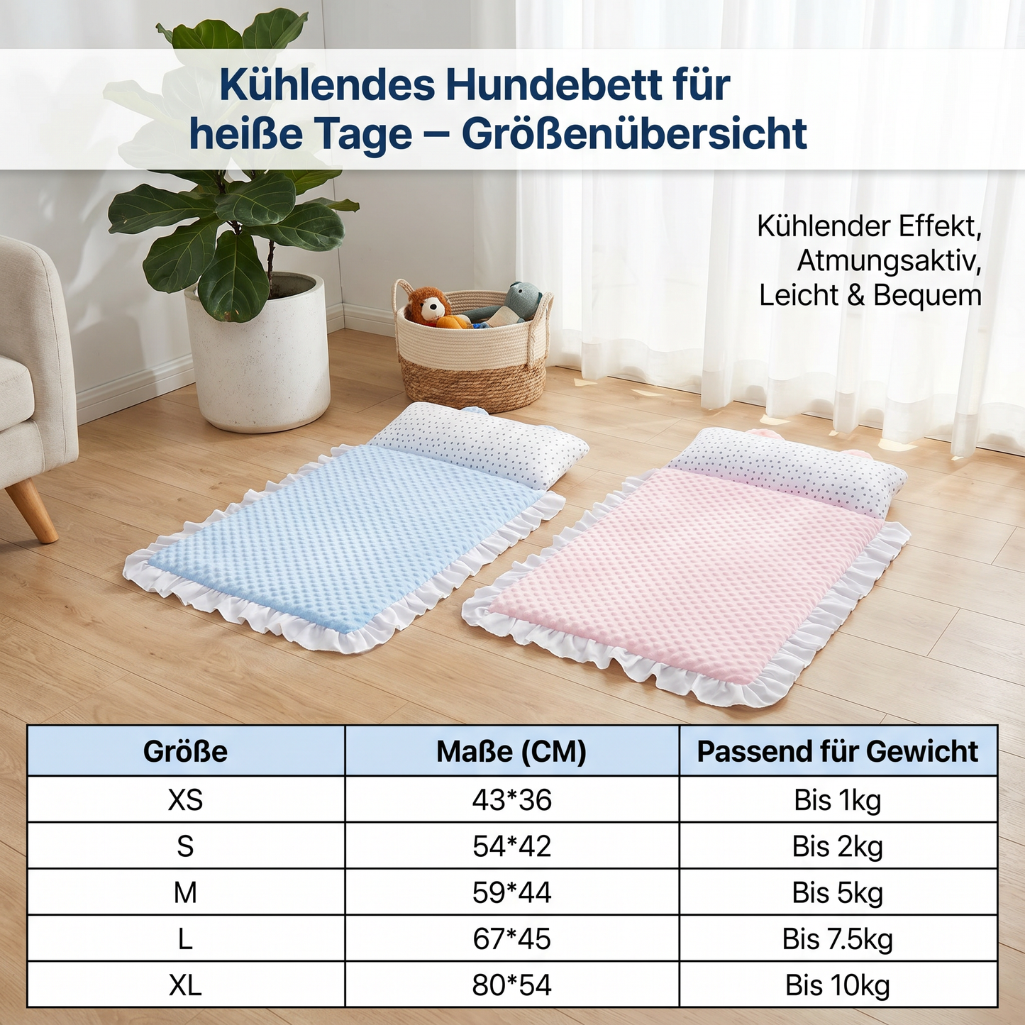 Kühlendes Hundebett für heiße Tage – weich, waschbar & bequem