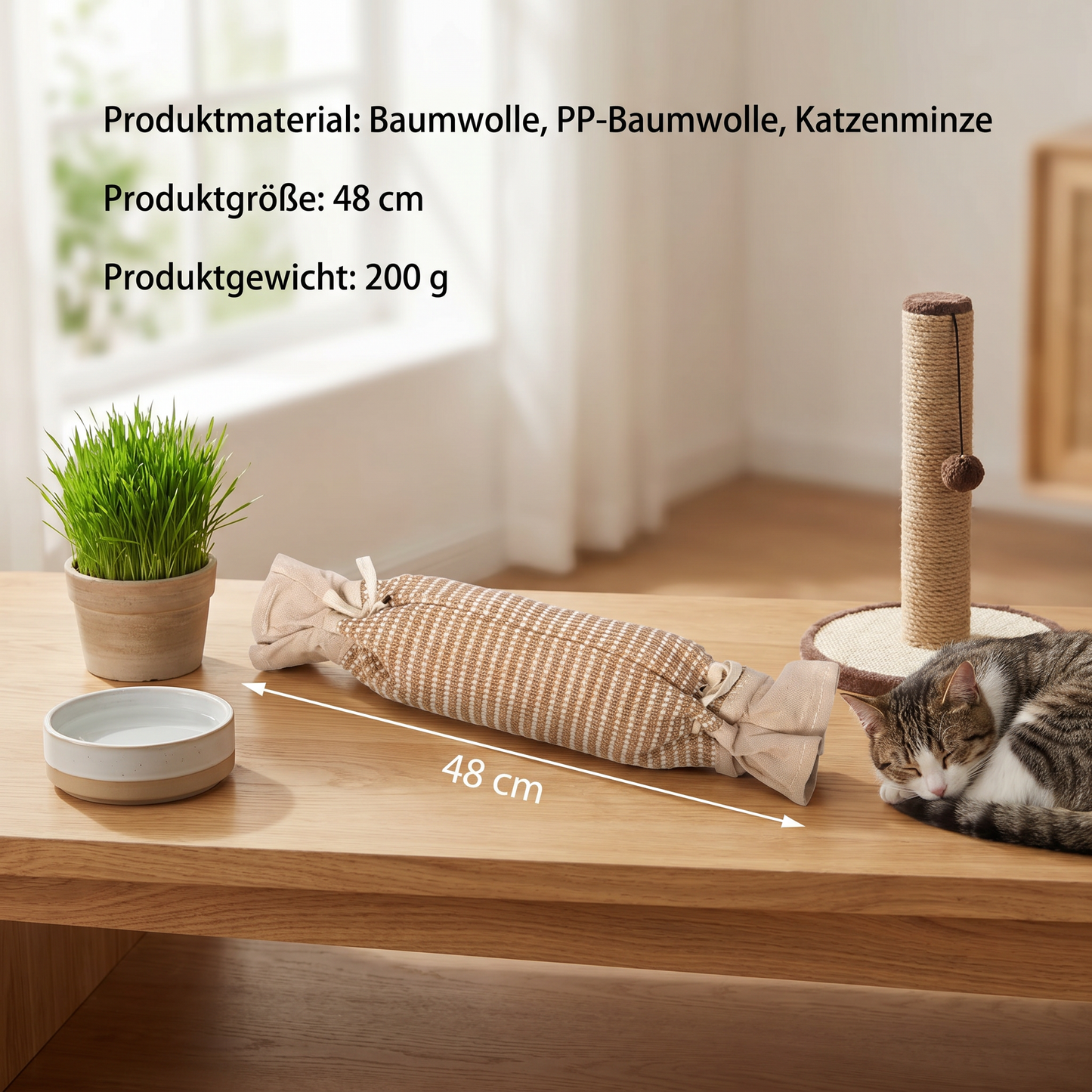 Umweltfreundliches Katzenspielzeug aus Jute mit Katzenminze – strapazierfähige interaktive Spieltasche