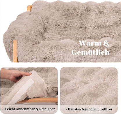 Luxuriöses, erhöhtes Haustierbett aus Massivholz