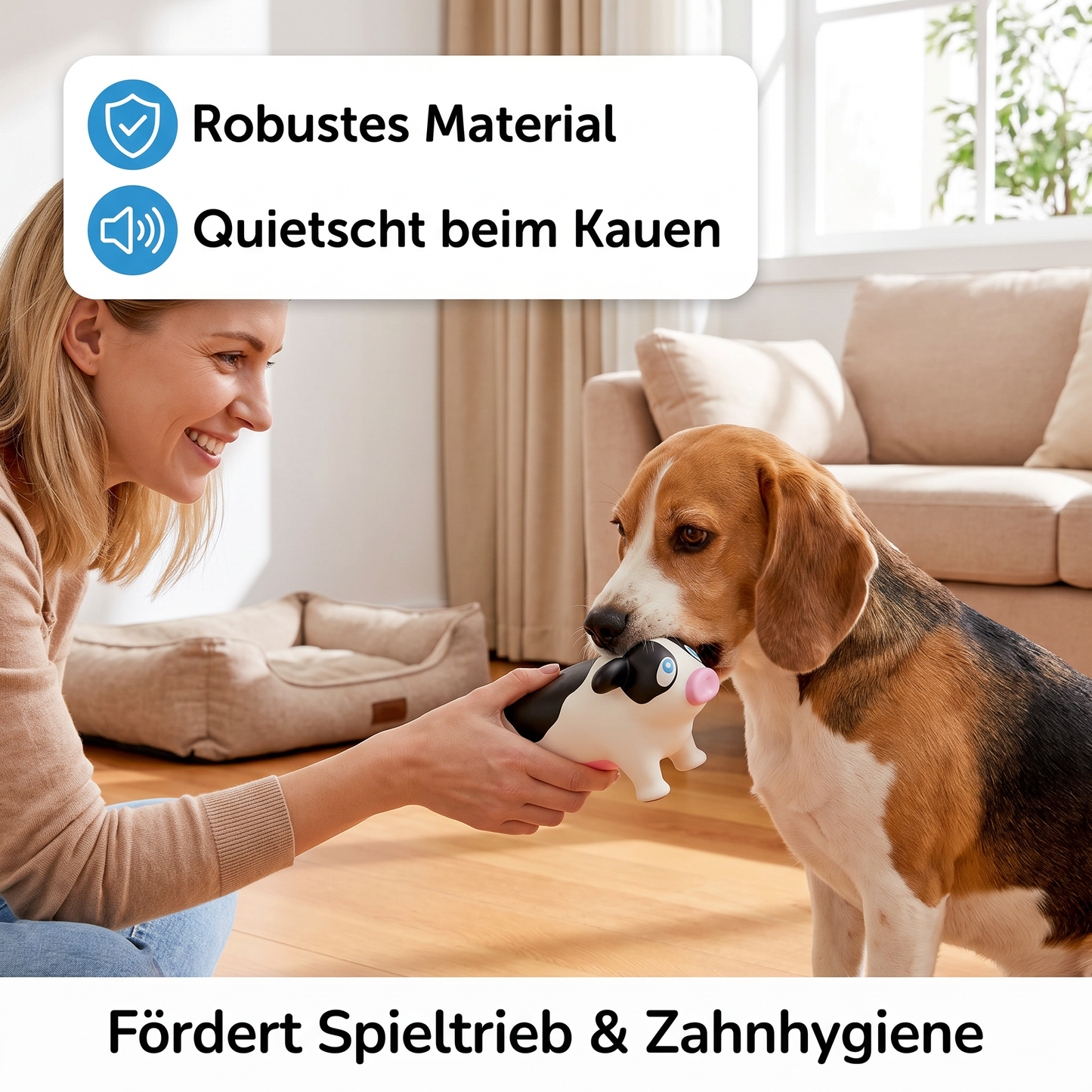 Interaktives Kauspielzeug mit Quietscher für Hunde