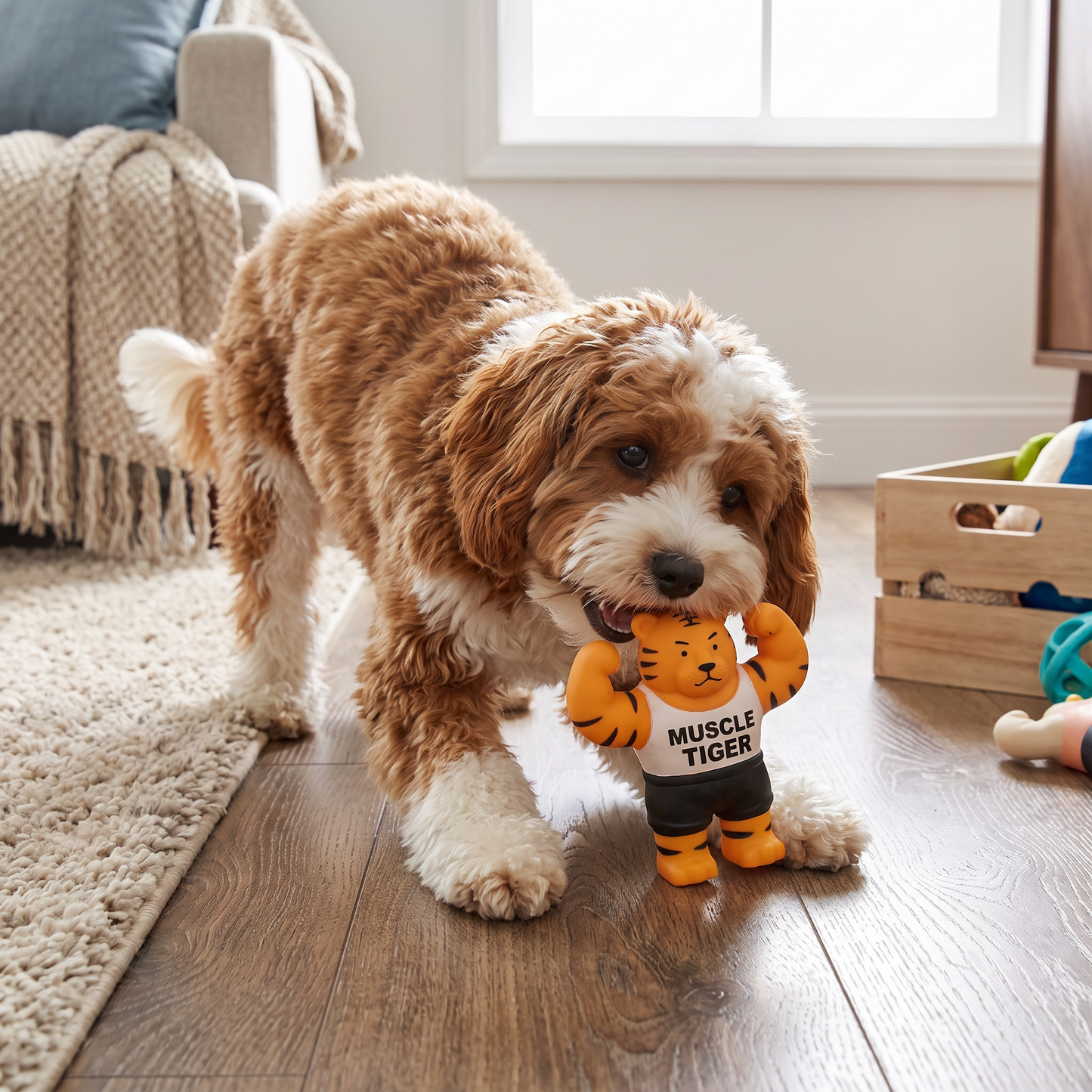 Robustes Muskelmann-Quietschspielzeug für Hunde