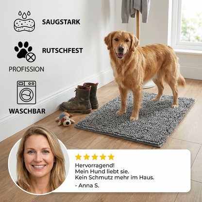 Schmutzfangmatte für Hunde – Saugstark, Rutschfest & Waschbar
