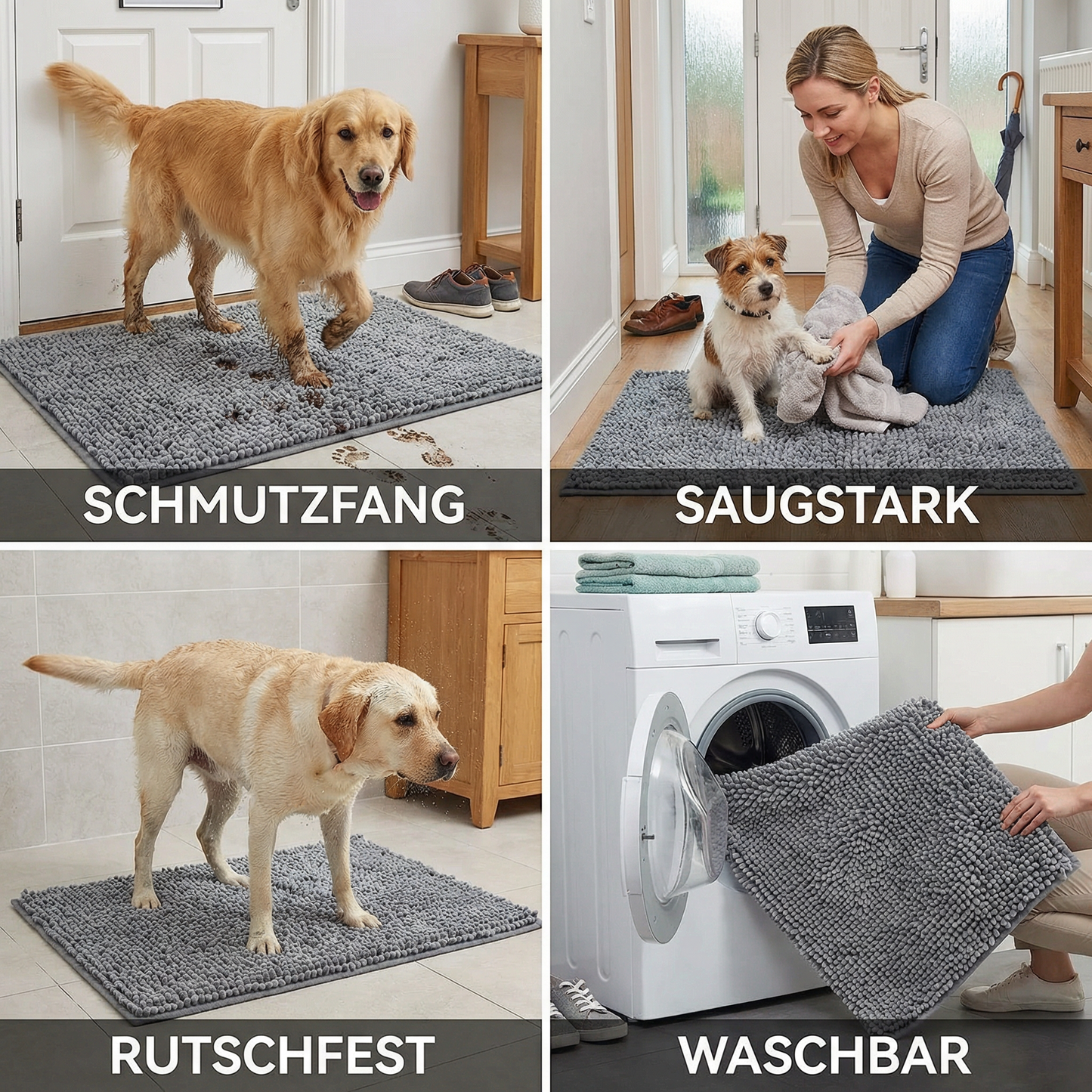Schmutzfangmatte für Hunde – Saugstark, Rutschfest & Waschbar