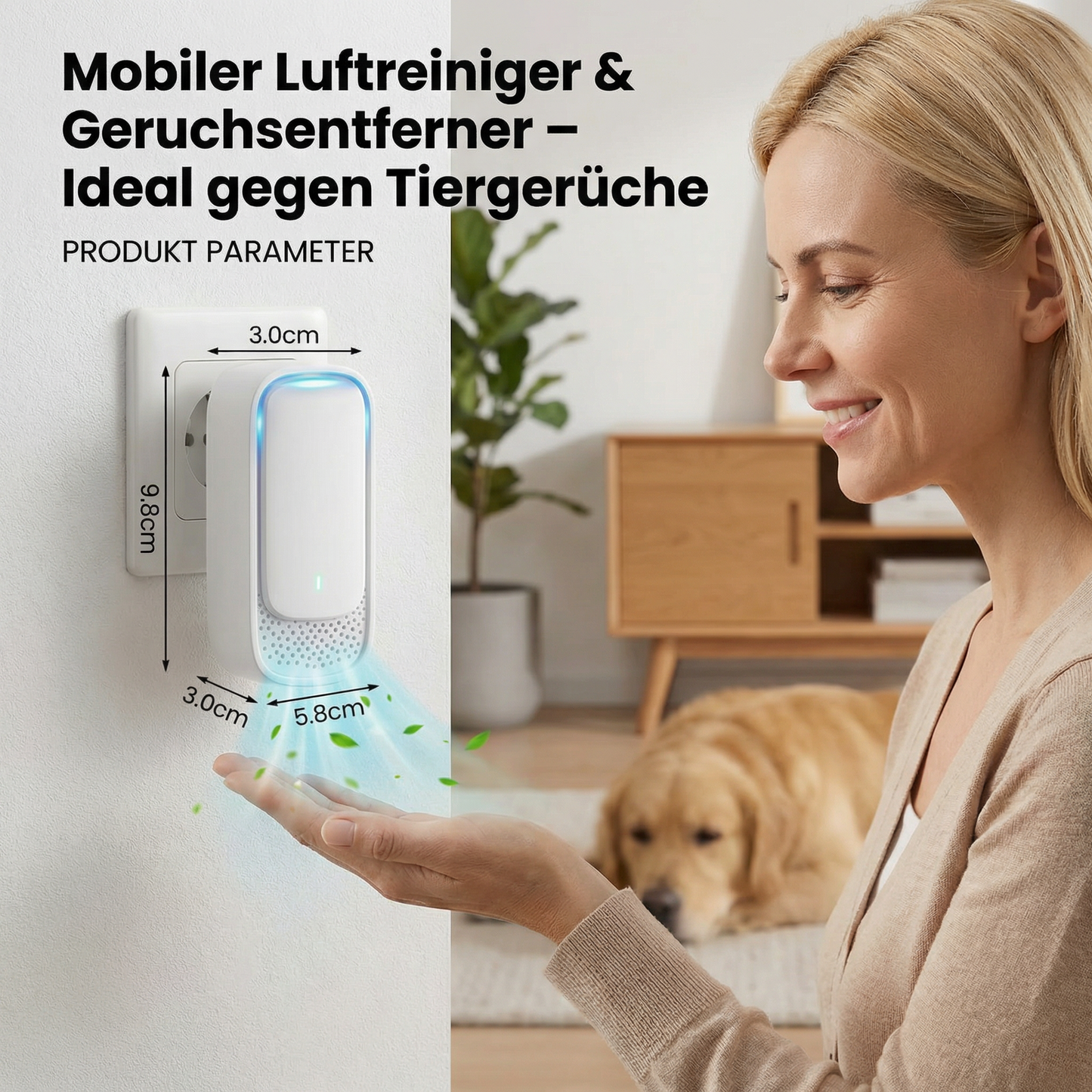 Mobiler Luftreiniger & Geruchsentferner – Ideal gegen Tiergerüche