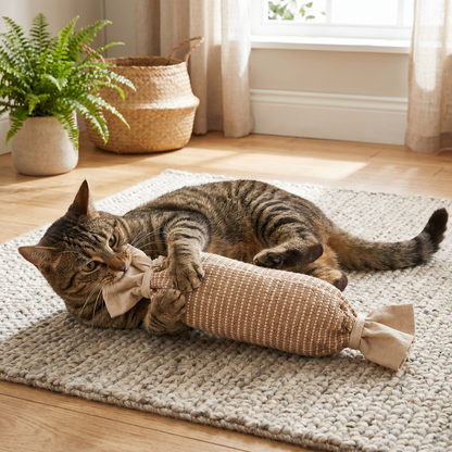 Umweltfreundliches Katzenspielzeug aus Jute mit Katzenminze – strapazierfähige interaktive Spieltasche