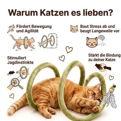Faltbarer Spiral-Katzentunnel mit hängender Glocke