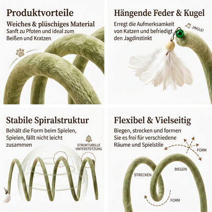 Faltbarer Spiral-Katzentunnel mit hängender Glocke